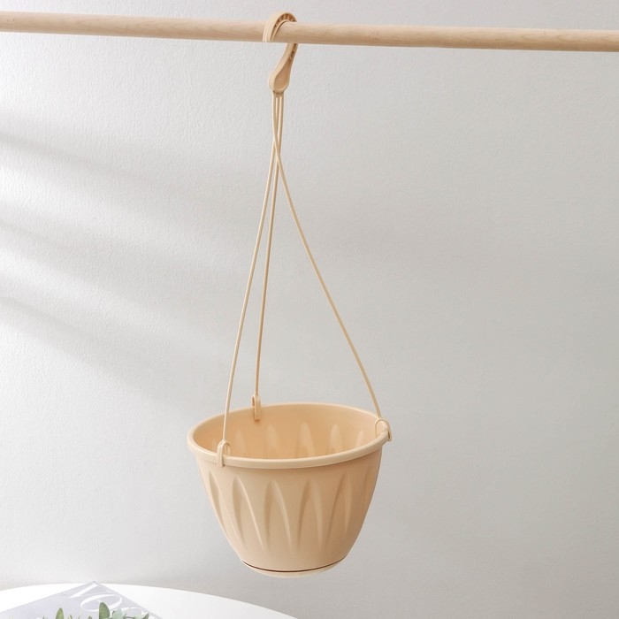 Кашпо для цветов подвесное &laquo;Алиция&raquo;, 3 л, с поддоном, цвет белая глина
