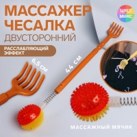 Массажёр - чесалка &laquo;Мячик&raquo;, двусторонний, цвет МИКС