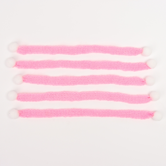 Шарфик для игрушек вязаный, набор 5 шт., размер 1 шт. &mdash; 27 &times; 2 см, цвет розовый