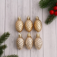 Ёлочная игрушка "Лесные шишки" (набор 6 шт) 2,5х4 см, золото Ёлочная игрушка "Лесные шишки" (набор 6 шт) 2,5х4 см, золото