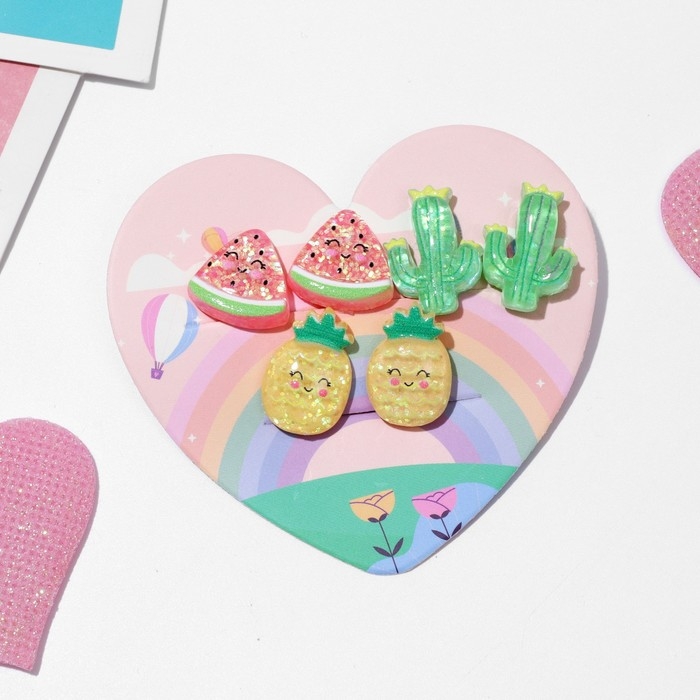 Набор клипс детских (3 пары) &laquo;Выбражулька&raquo; тропики, цветной