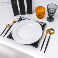 Столовые приборы из нержавеющей стали Magistro «Фолк», 4 предмета, цвет металла золотой, чёрные ручки Столовые приборы из нержавеющей стали Magistro «Фолк», 4 предмета, цвет металла золотой, чёрные ручки