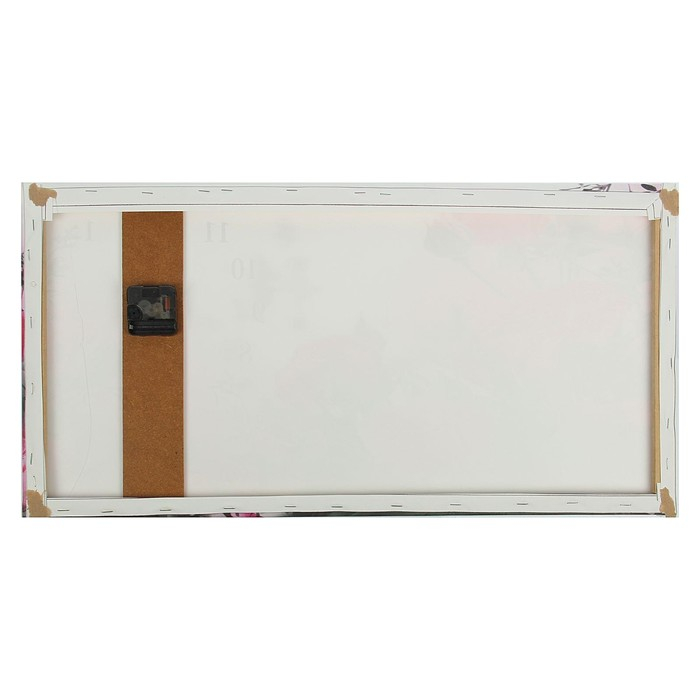 Часы-картина настенные, на холсте, интерьерные, бесшумные "Розовые розы", 40 х 76 см