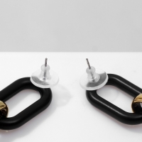 Серьги висячие &laquo;Цепь&raquo; овалы, 3 звена, цвет золотисто-чёрный, 7 см