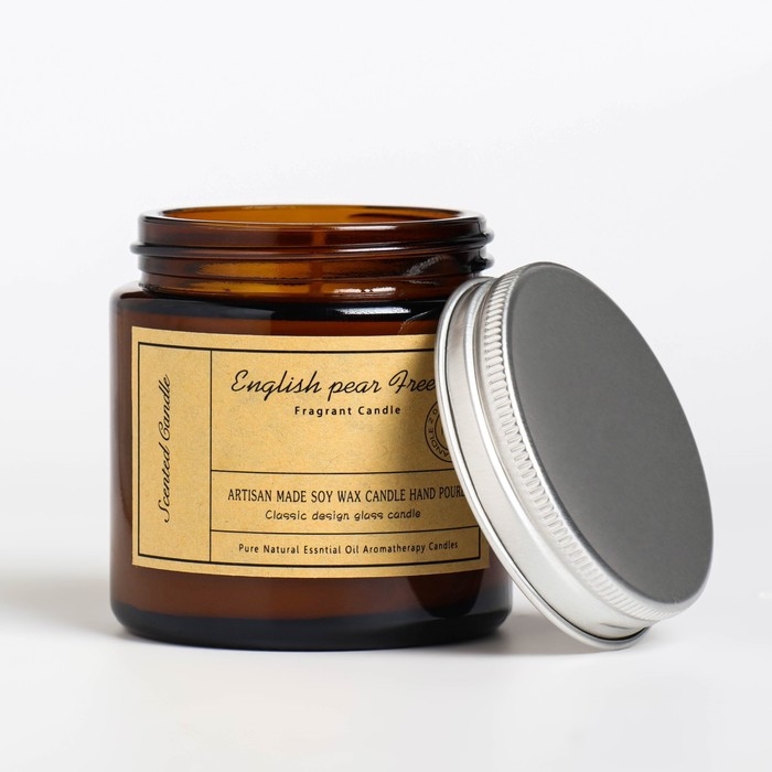 Свеча ароматическая в банке "Английская груша и фрезия", 6,5х5,5 см, 100 гр,