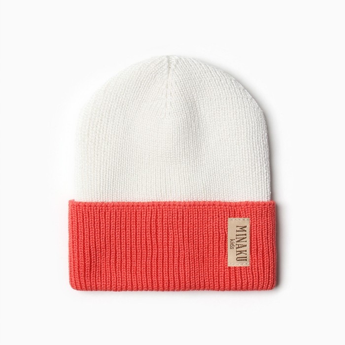 Шапка детская MINAKU р-р 50-52, цвет белый/красный Шапка детская MINAKU р-р 50-52, цвет белый/красный