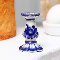Подсвечник гжель &laquo;Церковный&raquo; бело-синий, керамика,