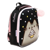 Рюкзак каркасный, 35х26х13, Pusheen, чёрный/розовый, для девочки