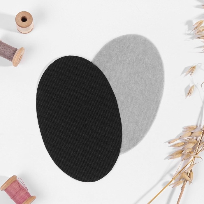 Заплатки для одежды, 15,5 &times; 9,5 см, термоклеевые, пара, цвет чёрный