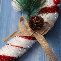 Украшение ёлочное "Новогодний леденец" 17х7,5 см, бело-красный