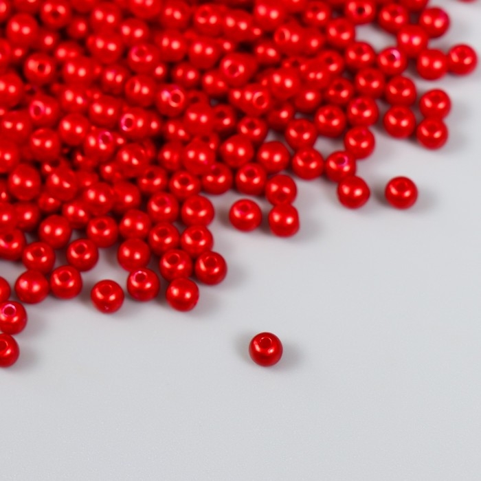 Набор бусин Набор бусин "Рукоделие" пластик, диаметр 4 мм, 25 гр, алый