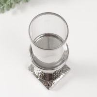 Подсвечник керамика, стекло на 1 свечу "Монти" d=7,5 см серебро 9х9х31,5 см