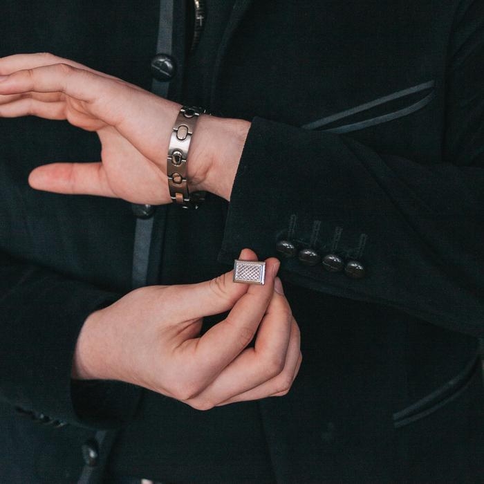 Запонки нержавеющая сталь «Прямоугольник» с точечным нанесением, цвет серебро Запонки нержавеющая сталь «Прямоугольник» с точечным нанесением, цвет серебро