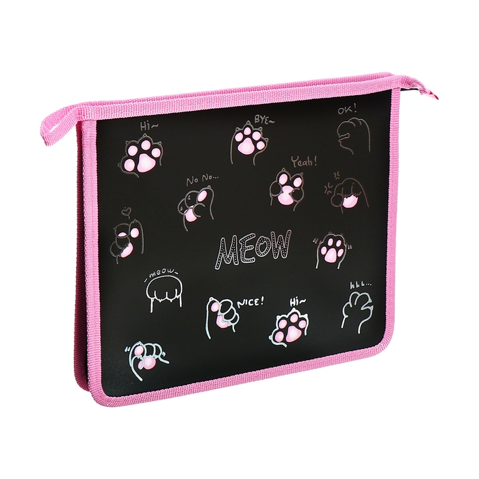 Папка д/тетрадей А5 молния сверху пластик 205*240 ПТ 73-12 дев Эмодзи лапки фольга 72733