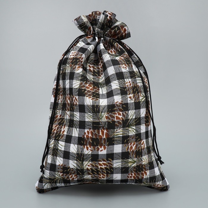 Мешочек подарочный холща &laquo;Клетка&raquo;, 20 х 30 см +/- 1.5 см, Новый год