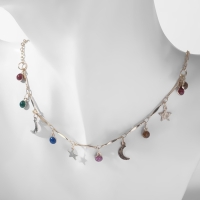 Чокер &laquo;Полумесяц&raquo; фазы луны, цветной в золоте, 35 см