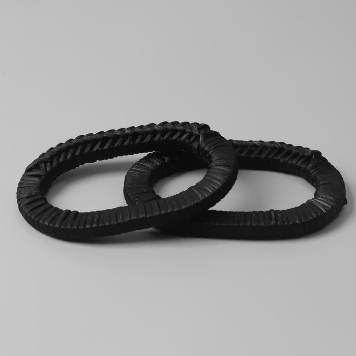 Ручки для сумок деревянные, плетёные, d = 9,8 × 5,9 / 13,5 × 9,5 см, 2 шт, цвет чёрный Ручки для сумок деревянные, плетёные, d = 9,8 × 5,9 / 13,5 × 9,5 см, 2 шт, цвет чёрный