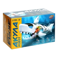 Акула &laquo;Шестерёнки&raquo;, световые и звуковые эффекты, подвижные элементы, работает от батареек, цвет белый