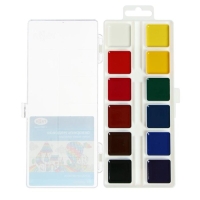 Акварель 12 цветов "Гамма" "Классическая", медовая, без кисти, пластик