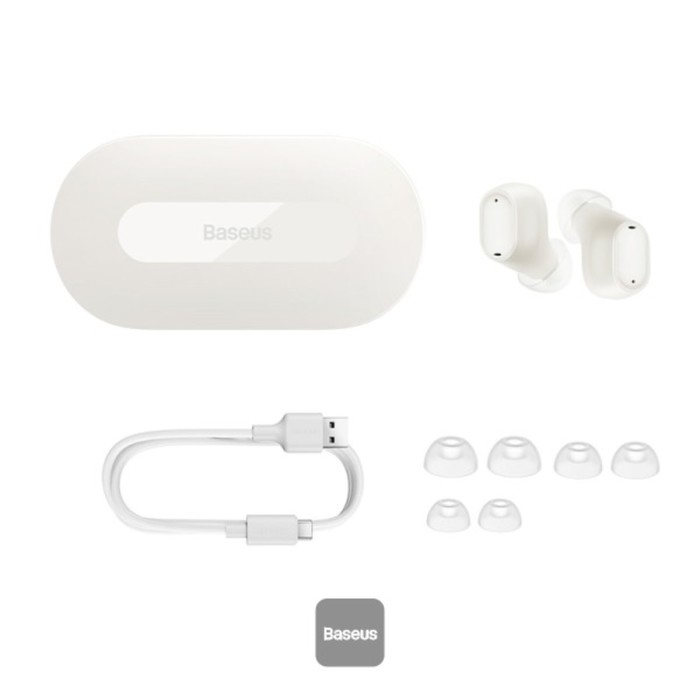 Наушники беспроводные Baseus EZ10, вакуумные, BT 5.3, 40/300 мАч, белые