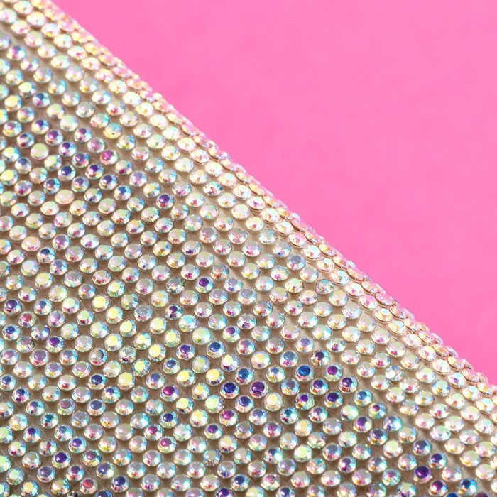 Стразы самоклеящиеся на листе, с голографией, d = 2 мм, 40 &times; 24 см, цвет серебряный