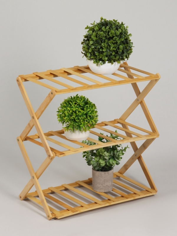 Подставка для цветов Greengo, 3 полки, 50 &times; 25 &times; 46 см, напольная, бамбук