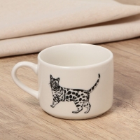Чайная пара керамическая «Животные», 200 мл, цвет белый Чайная пара керамическая «Животные», 200 мл, цвет белый