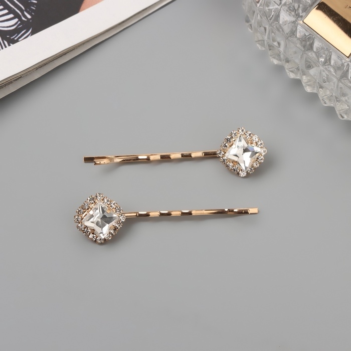 Невидимка для волос &laquo;Морвен&raquo; (набор 2 шт) нежность, 5 см, золото