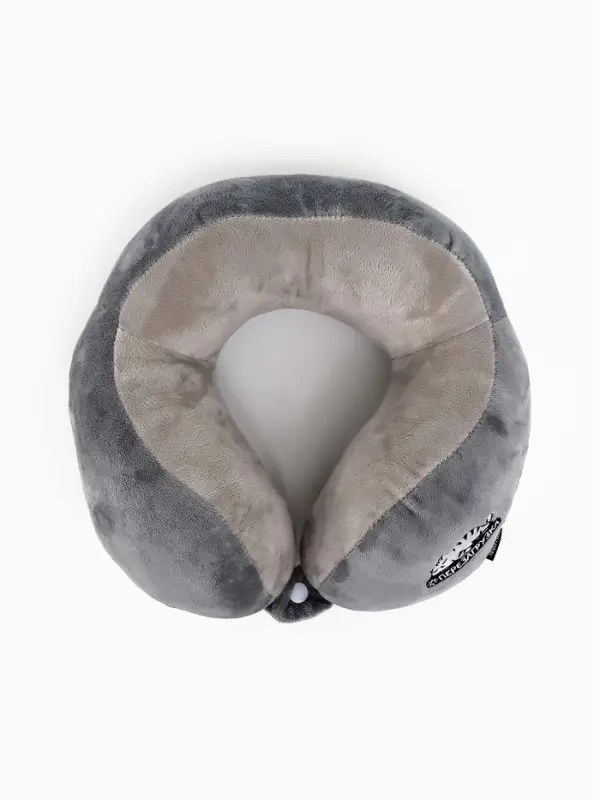 Подушка для путешествий бархатная формовая "Перезагрузка", серая