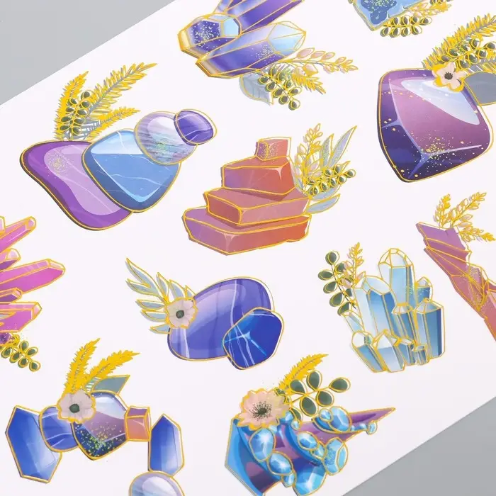 Наклейки бумага "Кристаллы" набор 2 листа 20х15 см