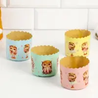 Форма бумажная для кекса, маффинов и кулича &laquo;Совушки&raquo;, 70&times;60 мм, МИКС