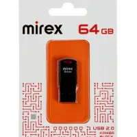 Флешка Mirex KAMBA, 64 Гб ,USB 2.0, чт до 23 Мб/с, зап до 20 Мб/с, черная
