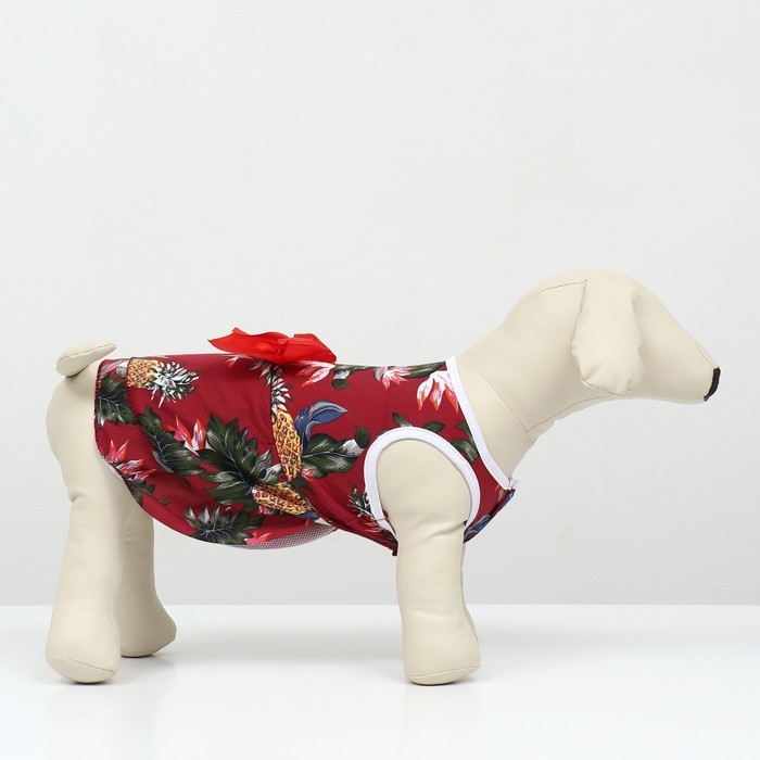 Платье для животных "Тропики&raquo;, XS (ДС 20, ОГ 30 см), красное
