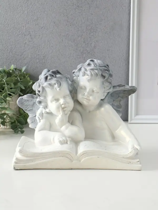 Фигура "Два ангела с книгой" 23х28х19 см, антик