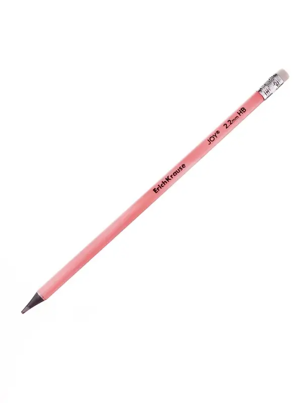 Карандаш чернографитный с ластиком ErichKrause &laquo;Pastel&raquo;, HB, грифель d=2.2 мм, пластик, круглый в тубусе, пастель МИКС