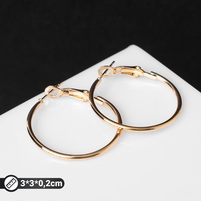 Серьги-кольца «Классика» d=3 см, цвет золото Серьги-кольца «Классика» d=3 см, цвет золото