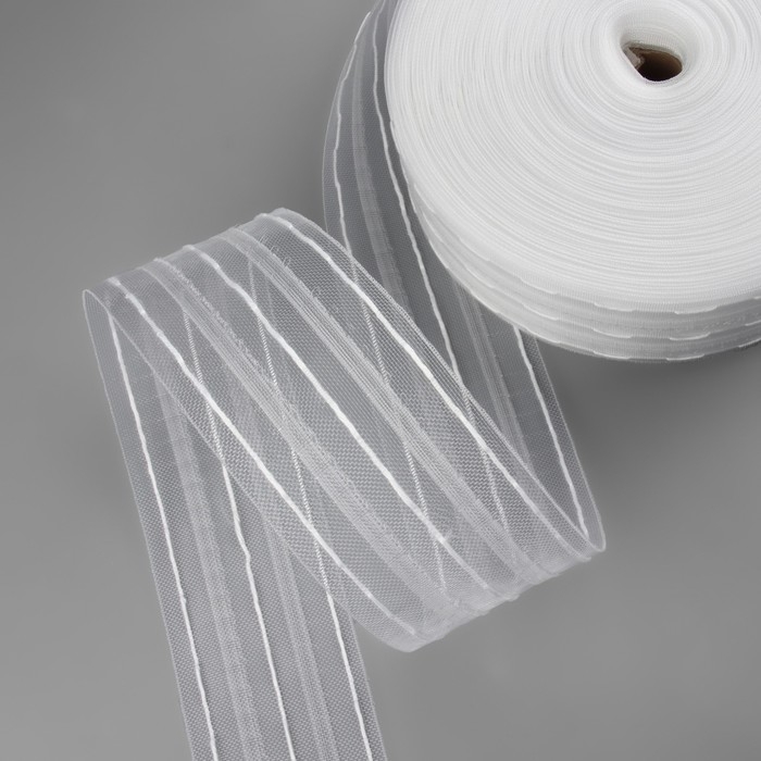 Шторная лента, органза, 7 см, 50 &plusmn; 1 м, цвет прозрачный