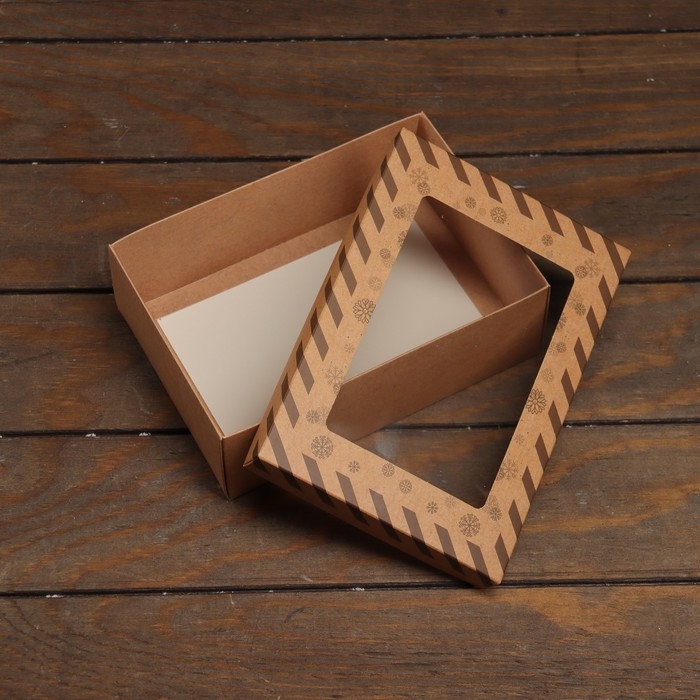 Коробка складная, крышка-дно, с окном "Подарок от Деда Мороза" 21 х 15 х 7 см