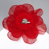Брошь текстильная &laquo;Цветок&raquo; объемный, невесомый,цвет красный