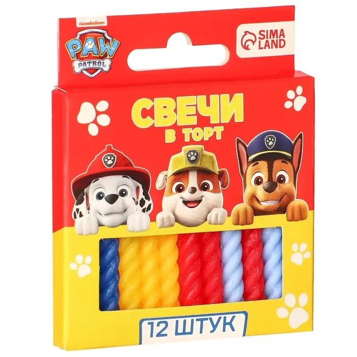 Набор свечей для торта &laquo;С Днем Рождения&raquo;, 12 штук, Щенячий Патруль