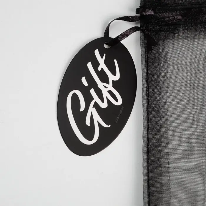 Мешочек подарочный органза черный &laquo;Подарок&raquo;, с шильдиком, 16 х 24 см +/- 1.5 см