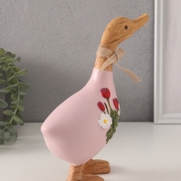 Сувенир полистоун "Утка с ромашками и тюльпанами" 17х7,5х21,5 см