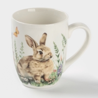 Кружка Доляна &laquo;Зайка&raquo;, 330 мл, фарфор, белая