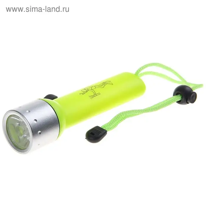 Водонепроницаемый фонарик для дайвинга Deep, 1 диод, кислотно-жёлтый