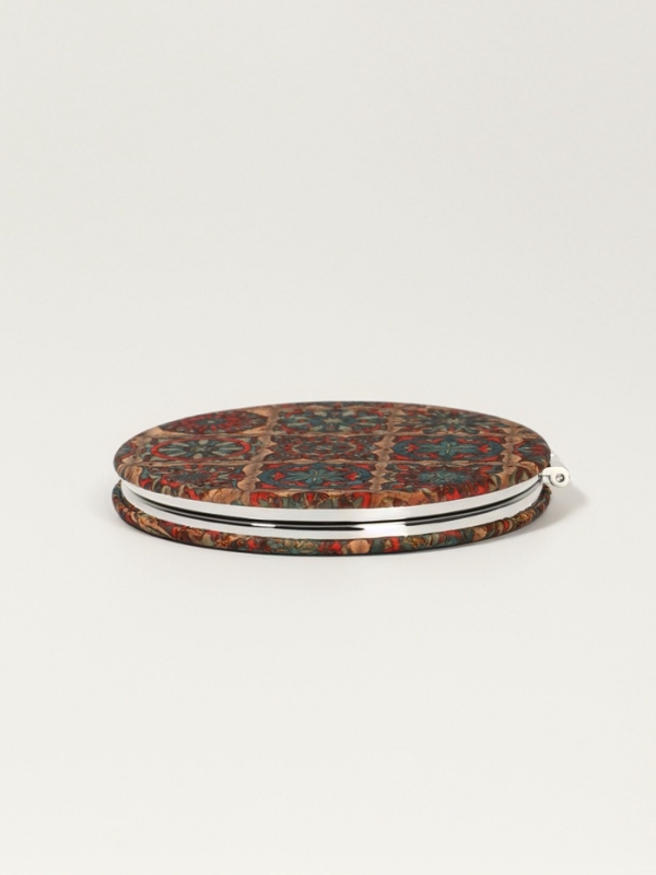 Зеркало складное &laquo;Орнамент&raquo;, d = 7,2 см, с увеличением, цвет коричневый/оранжевый