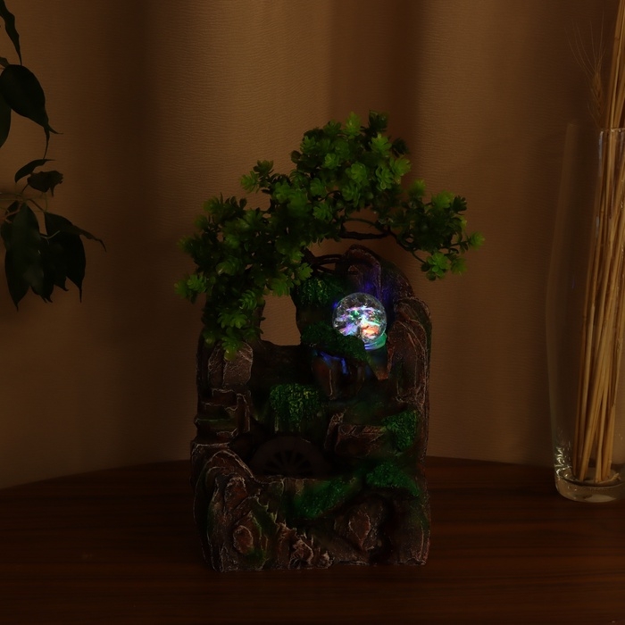 Фонтан "Каменная лестница под деревом" 29х16 см (с подсветкой)
