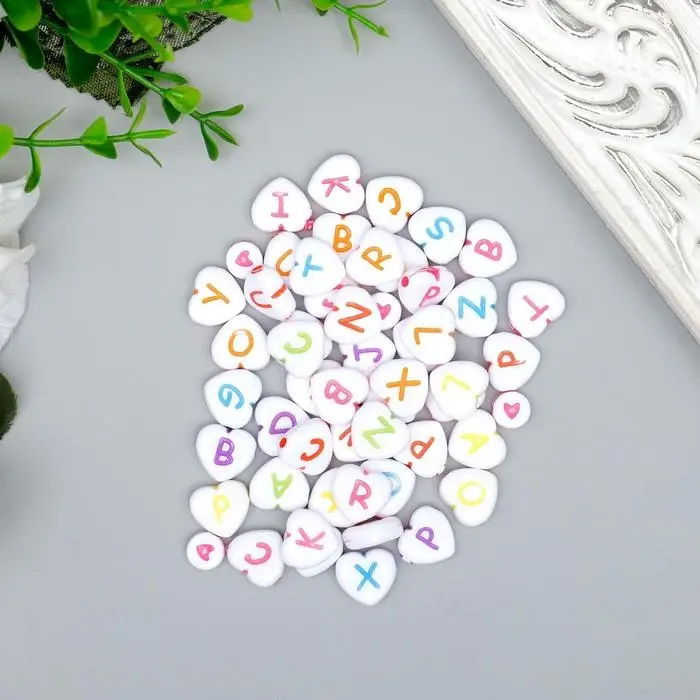 Набор бусин для рукоделия и плетения &laquo;Арт Узор. Английские буквы на сердце&raquo;, 20 г, пластик, 1.2&times;1.2 см