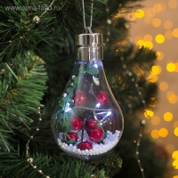 Ёлочный шар &laquo;Ягоды&raquo;, батарейки, 5 LED, свечение белое