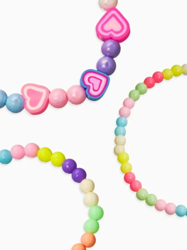 Браслет детский &laquo;Выбражулька&raquo;, 3 шт. набор, бусины, сердце, цветной