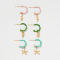 Набор серьги 3 пары &laquo;Сердце&raquo; моря, цветной в золоте